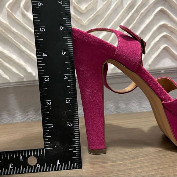 Vintage Y2k STEVE MADDEN Bright Pink Suede Leather 6” Platform Ankle Heel 9.5 - Picture 13 of 15